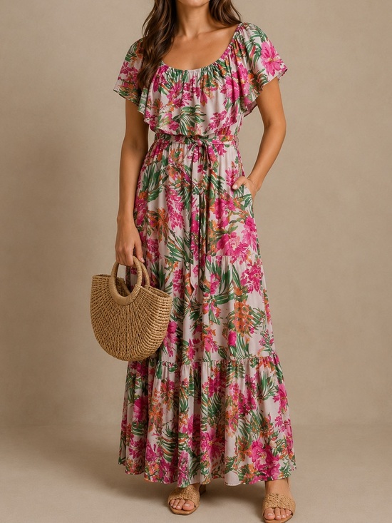 Baltic Born Dresses & Skirts - Baltic Born Sonoma Off Shoulder Maxi Tropical Floral Women’s Dress Medium